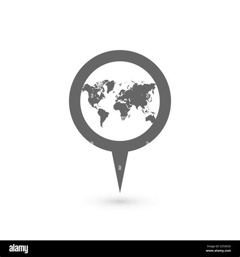 Blue Map Pointer With World Map Silhouette Icon Vector Illustration