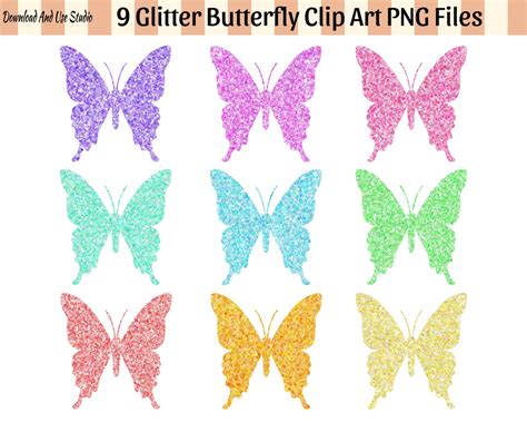 Glitter Butterfly Clip Art Set 9 Piezas Haz Tu Propio Etsy