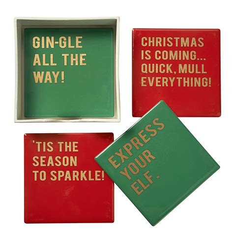 Set Of 4 Christmas Coasters At Mighty Ape Nz