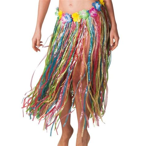 Multicoloured Hawaiian Long Grass Skirt Adult Party Delights
