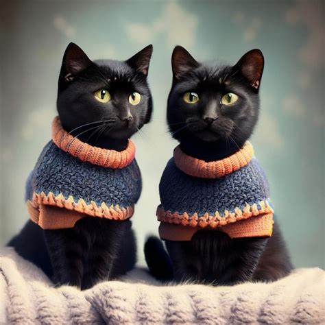 Premium Ai Image Two Black Cats