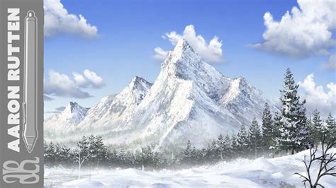 Digital Art Speed Painting Landscape Snowy Mountain Corel Painter 2018 Youtube