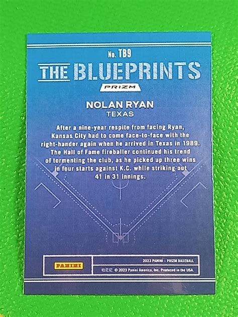 2023 Panini Prizm Nolan Ryan Sp The Blueprints Silver Prizm Tb9 Texas