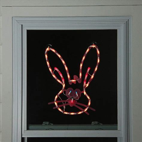 Impact 18 Lighted Pink Bunny Head Easter Window Silhouette Decoration