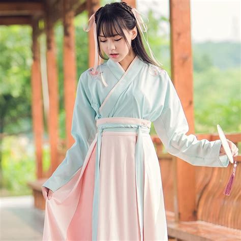 Womens Snow Rabbit Embroidered Traditional Clothing Han Fu Ancient