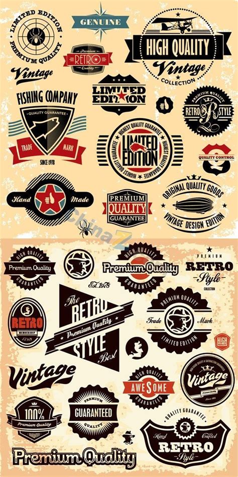Typography Free Download Retro Label Stickers And Badges Vector