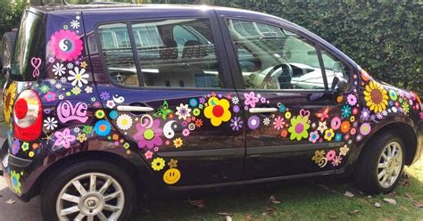 The multicolored daisy decals are made of quality non adhesive vinyl. FLOWER POWER car decal stickers by Hippy Motors: vw beetle ...