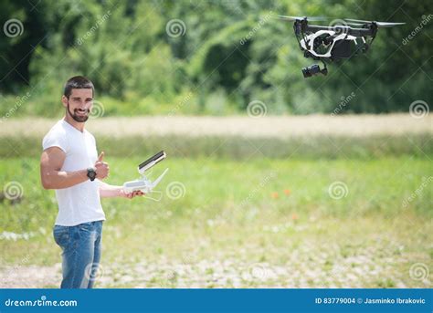 Man Manages Quadrocopters Stock Photo Image Of Drone 83779004