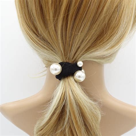 A Set Of Pearl Decorated Bow Knot Ponytail Holders Hair Etsy Knot
