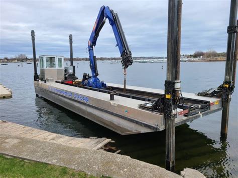 Small Barge For Dock Installs • Pier And Waterfront Solutions Llc