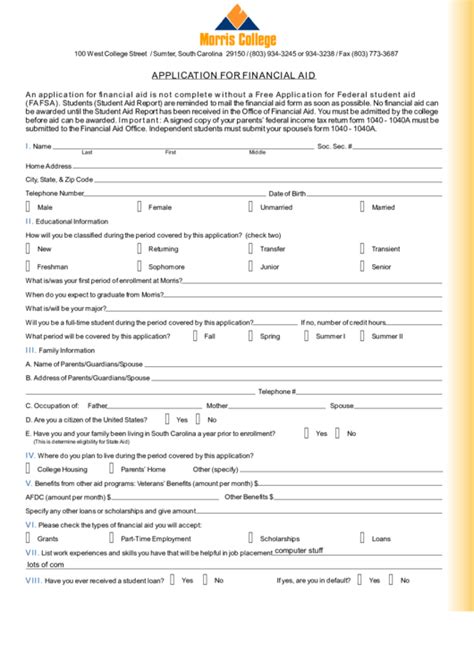 32 College Financial Aid Forms And Templates Free To Download In Pdf