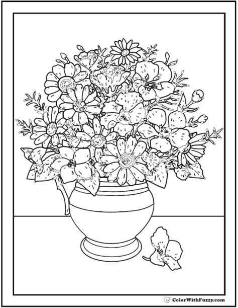 My favorite bouquet is the one in the big watering can. 102+ Flower Coloring Pages: Customize And Print PDF