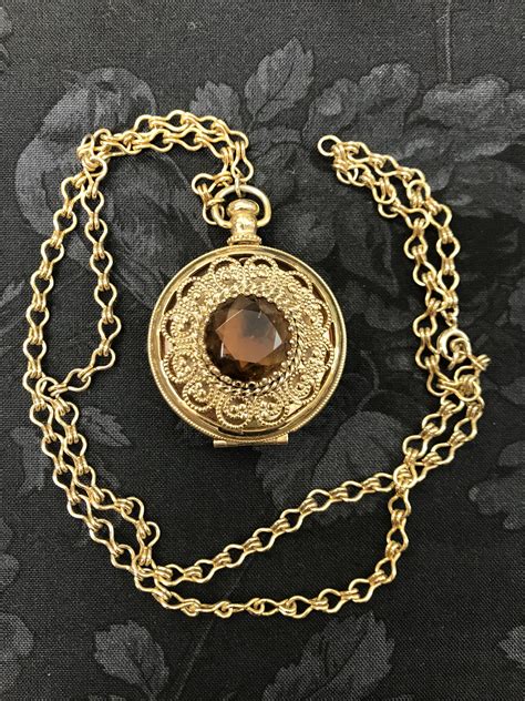 Vintage Avon Amber Locket Necklace By Mostlyquilts On Etsy Vintage