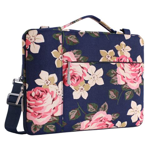 Mosiso Canvas Rose Multifunctional Laptop Shoulder Messenger Bag Case