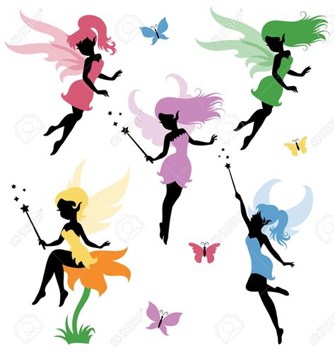 45606646 Collections Of Vector Silhouettes Of A Fairy Stock Vector