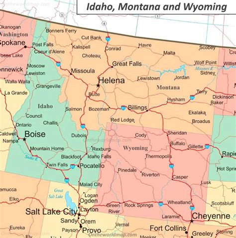 Map Of Idaho Wyoming And Montana