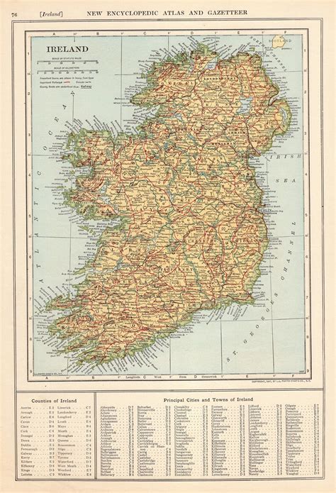 1921 Antique Ireland Map Vintage Map Of Ireland Gallery Wall Etsy In