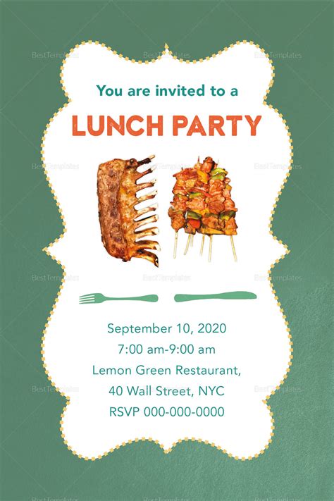 Lunch Party Invitation Design Template In Psd Word Publisher