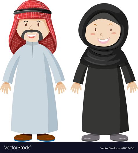 Arab Man And Woman Royalty Free Vector Image Vectorstock