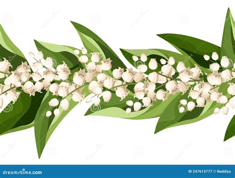 Horizontal Seamless Border With Lily Of The Valley Flowers Vector