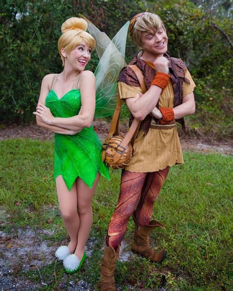 Two People Dressed Up As Tinkerbells And Peter Panton Are Standing In