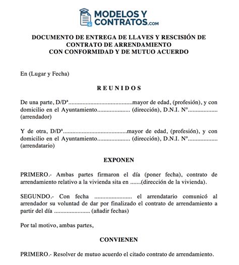 Modelo de carta documento de rescisión de contrato de alquiler