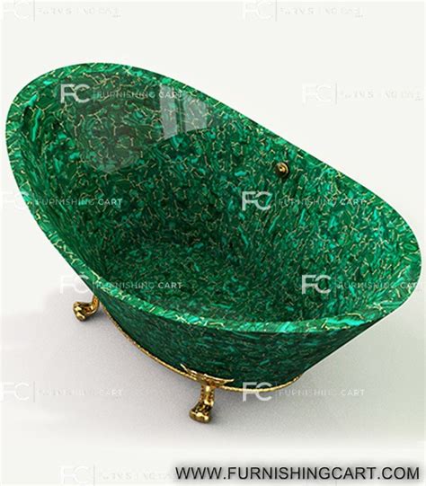 Malachite Gemstone With Golden Freestanding Bathtub Bt 128 Furnishingcart
