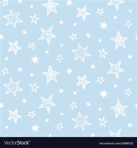Hand Drawn Stars Doodles Seamless Pattern Vector Image