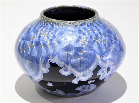 Crystalline Glaze Pottery Handmade Ceramic Vase Blue Crystal Stars
