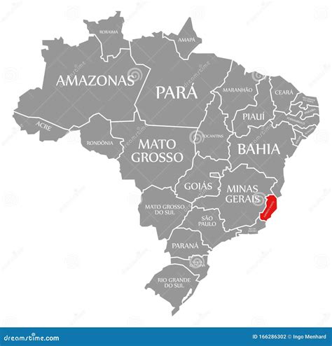 Espirito Santo Red Highlighted In Map Of Brazil Stock Illustration
