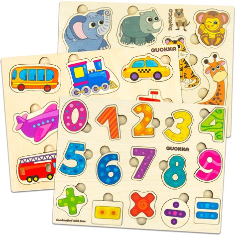 Quokka Wooden Puzzles For Toddlers 1 2 3 Year Olds 3 Pack Puzzles