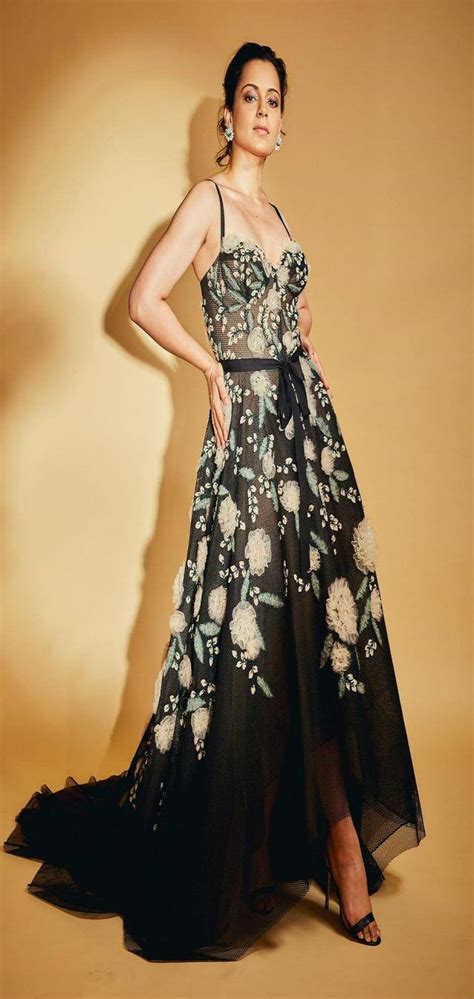 Kangana Ranaut Posed For Million Dollars In A Black Floral Printed Gown