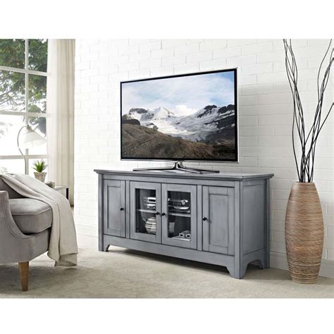 Walker Edison Wood And Glass 55 Inch Tv Cabinet Antique Grey W52c4doagy