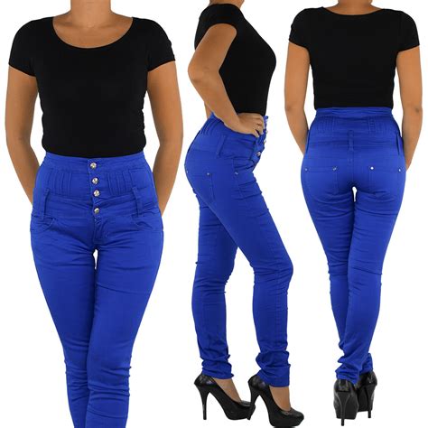 Sotala 4 Farben Slim Damen High Waist Stretch Röhren Jeans Hose Hochbund Skinny Ebay