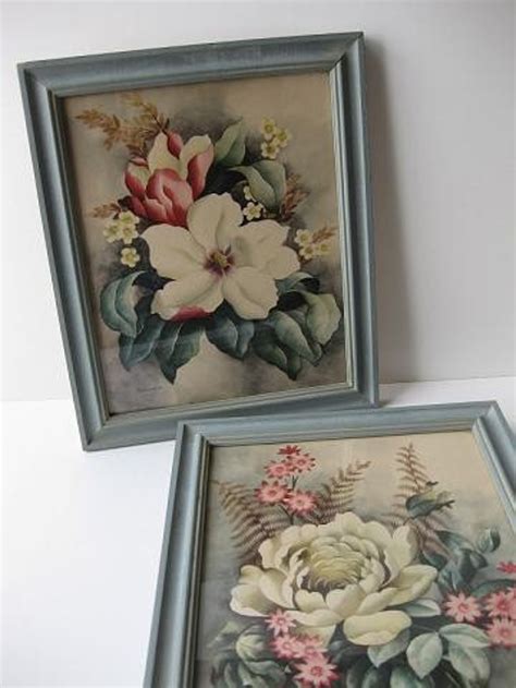 Vintage Bernard Pair Of Framed Floral Prints Etsy