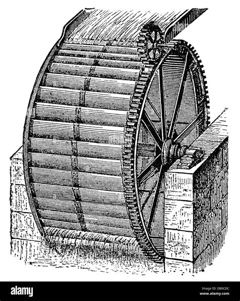 Energy Water Water Wheels Waterwheel Wood Engraving Late 19th