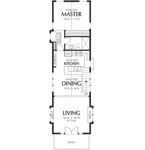 House Plan 2559 00204 Narrow Lot Plan 1203 Square Feet 2 Bedrooms