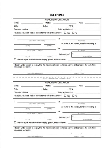 Free 7 Truck Bill Of Sale Forms In Ms Word Pdf