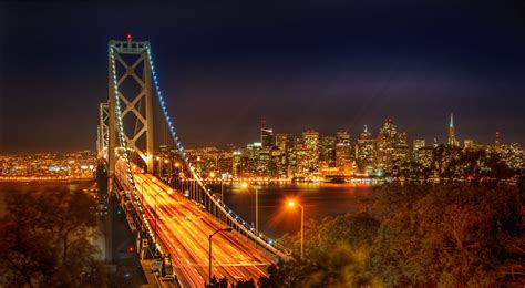 Bilder Von Kalifornien San Francisco Vereinigte Staaten Brücke Nacht