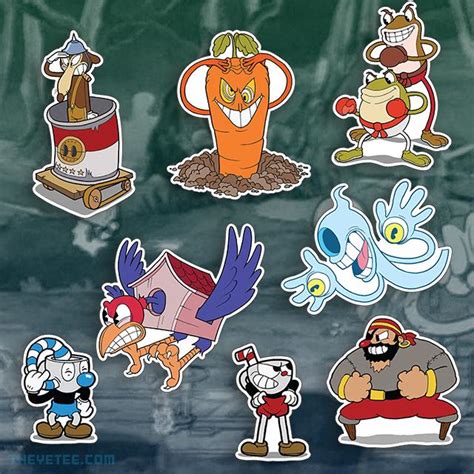Cuphead Stickers The Yetee