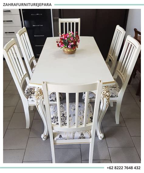meja makan minimalis  kursi mewah warna putih jual furniture murah