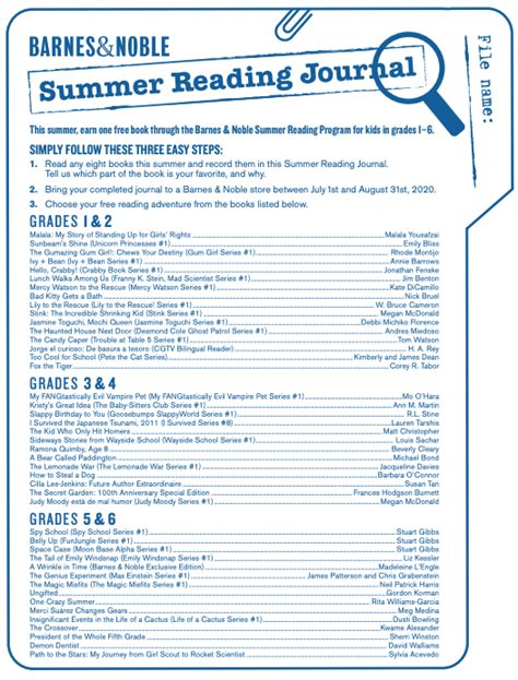 Barnes & noble summer reading program. Barnes & Noble Summer Reading Journal (CNBNews)