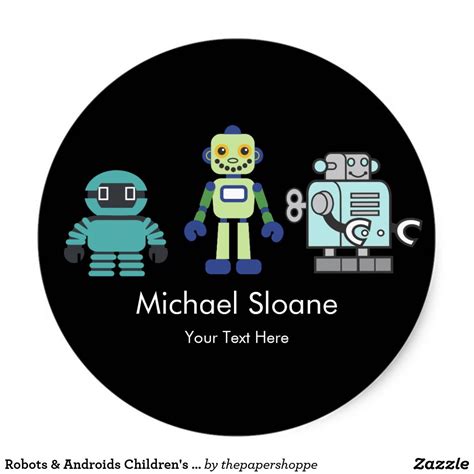 Robots & Androids Children's Birthday Party Classic Round Sticker ...