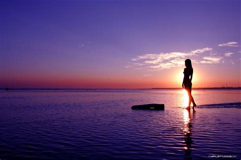 Wallpaper Sunlight Women Outdoors Model Sunset Sea Bay Shore Reflection Sky Beach