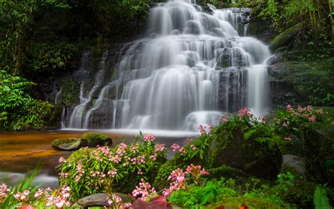 Download Wallpapers Waterfall Beautiful Lake Rocks Stones Spring