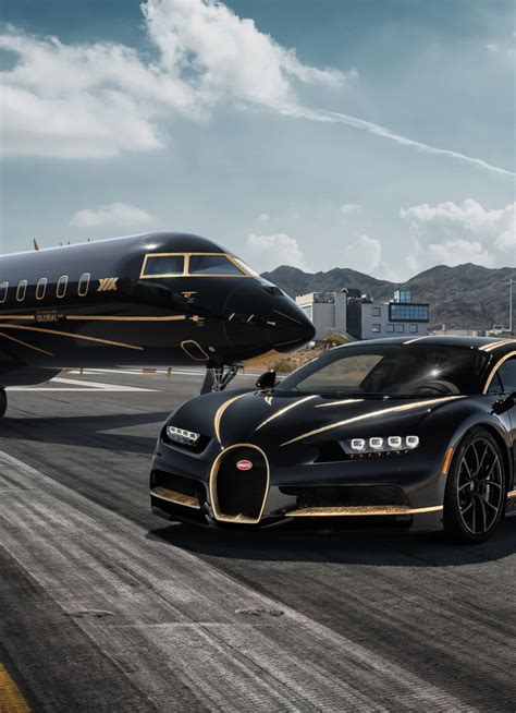 Download Bugatti Chiron And Private Jet Aircraft Wallpaper 840x1160