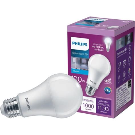 Philips 100w Equivalent Daylight A19 Medium Dimmable Led Light Bulb