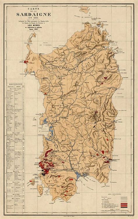 Vintage Map Of Sardinia Sardinia Italy Sardinia Old Map