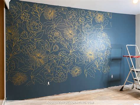 Diy Hand Drawn Floral Line Drawing Wall Mural Part 1 Progress