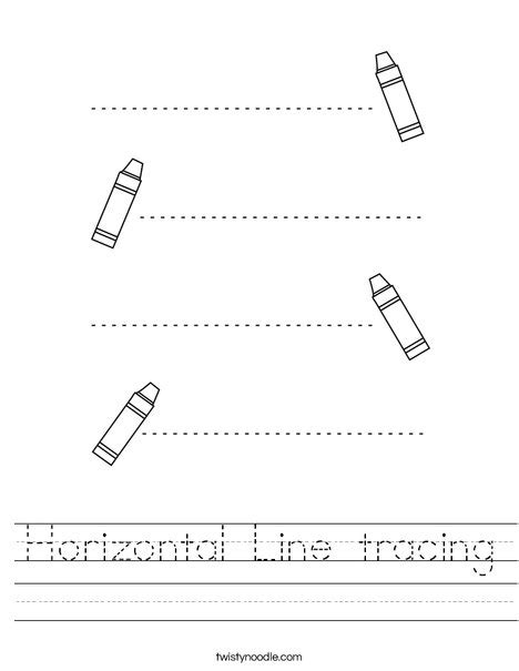 Horizontal Line Practice Coloring Page Twisty Noodle Ab1